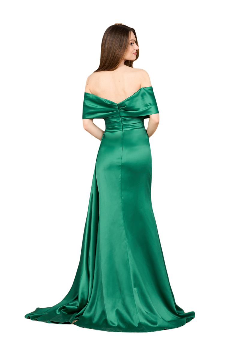 LARA New York Off Shoulder Satin Dress, Alternate, color, Green
