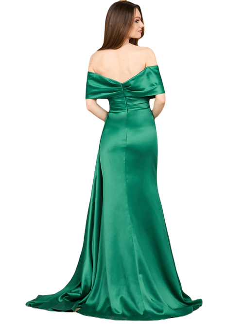 Lara New York Off Shoulder Satin Dress In Green