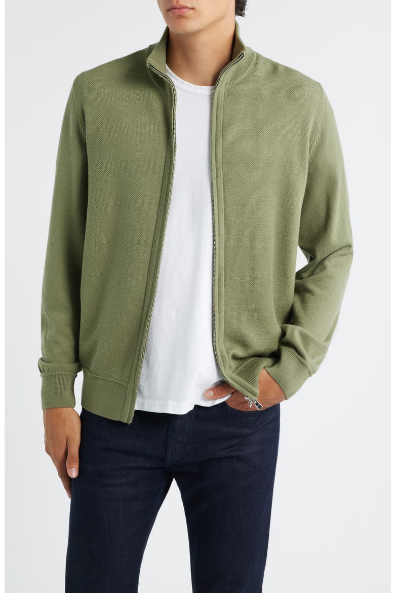 Illarione Zip Wool Cardigan, Main, color, MEDIUM GREEN