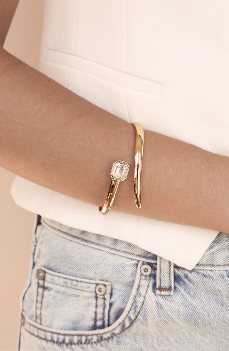 Ettika Deco Crystal Hinge Bracelet, Alternate, color, Gold