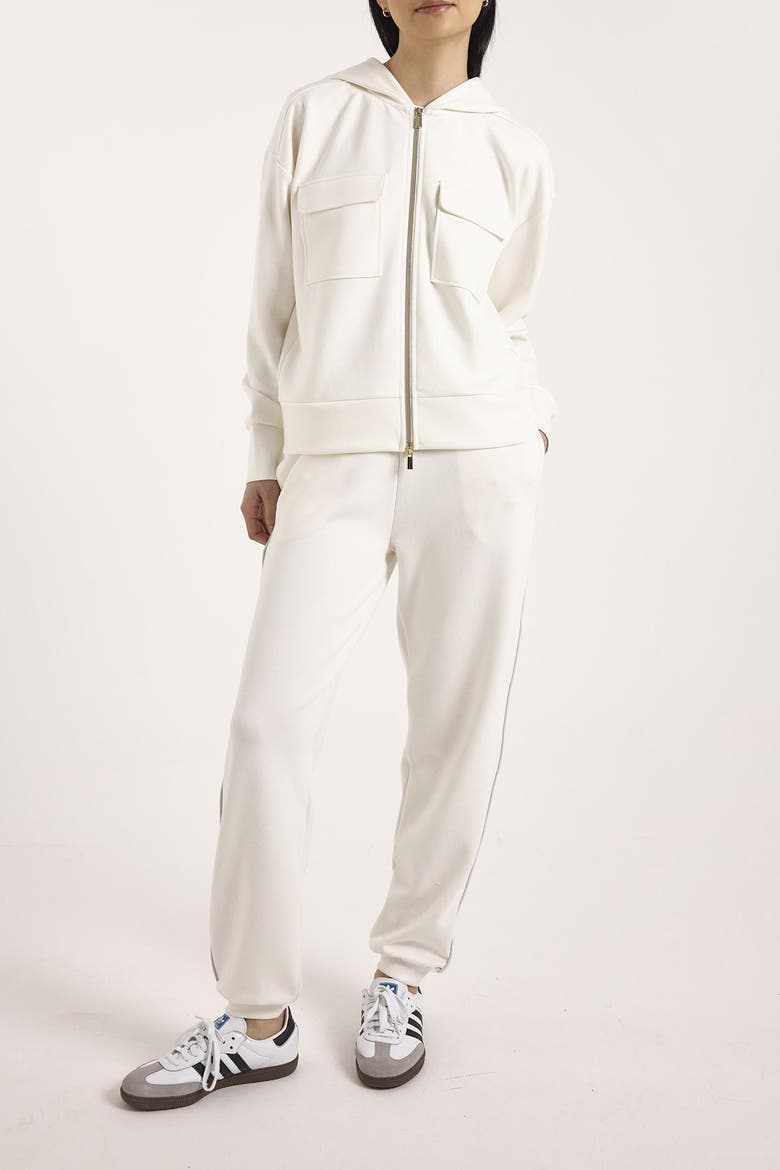 Patch Pocket Jersey Full Zip Hoodie, Alternate, color, Ivory