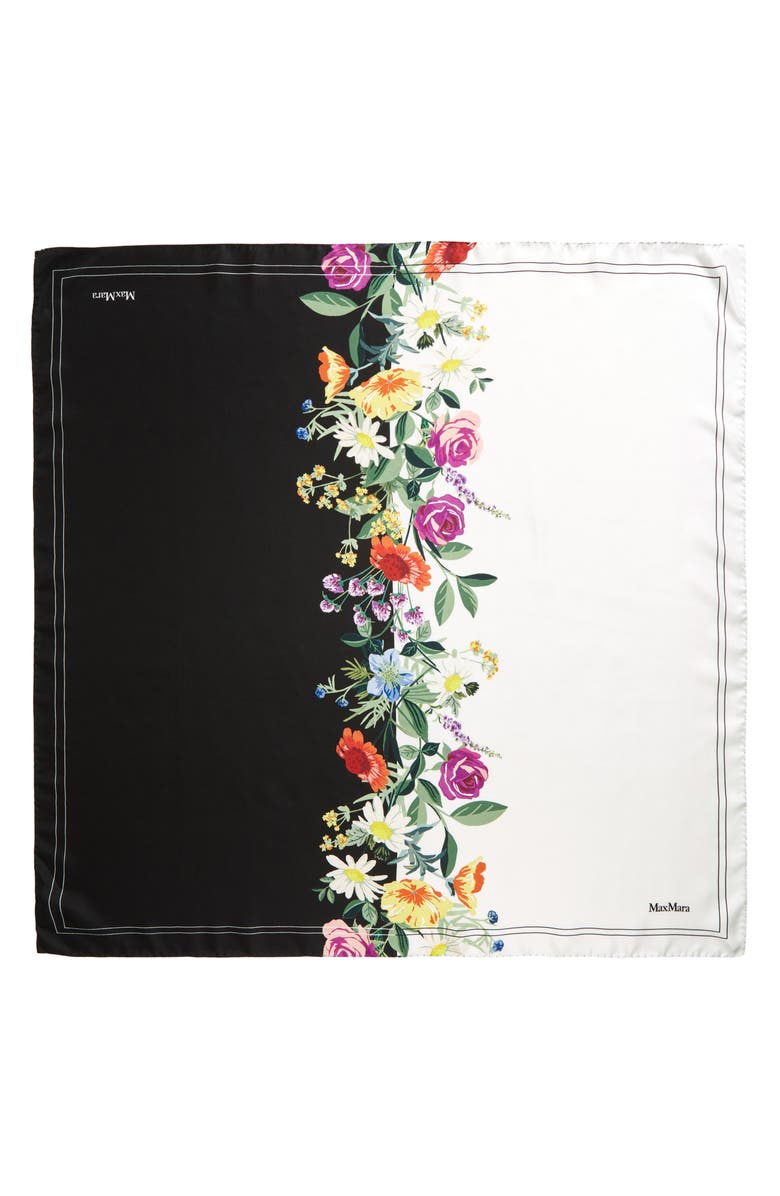 Max Mara Floral Monogram Silk Square Scarf, Main, color, 