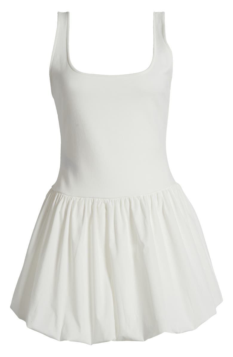 MANGO Nube Mixed Media Stretch Cotton Bubble Hem Minidress, Alternate, color,