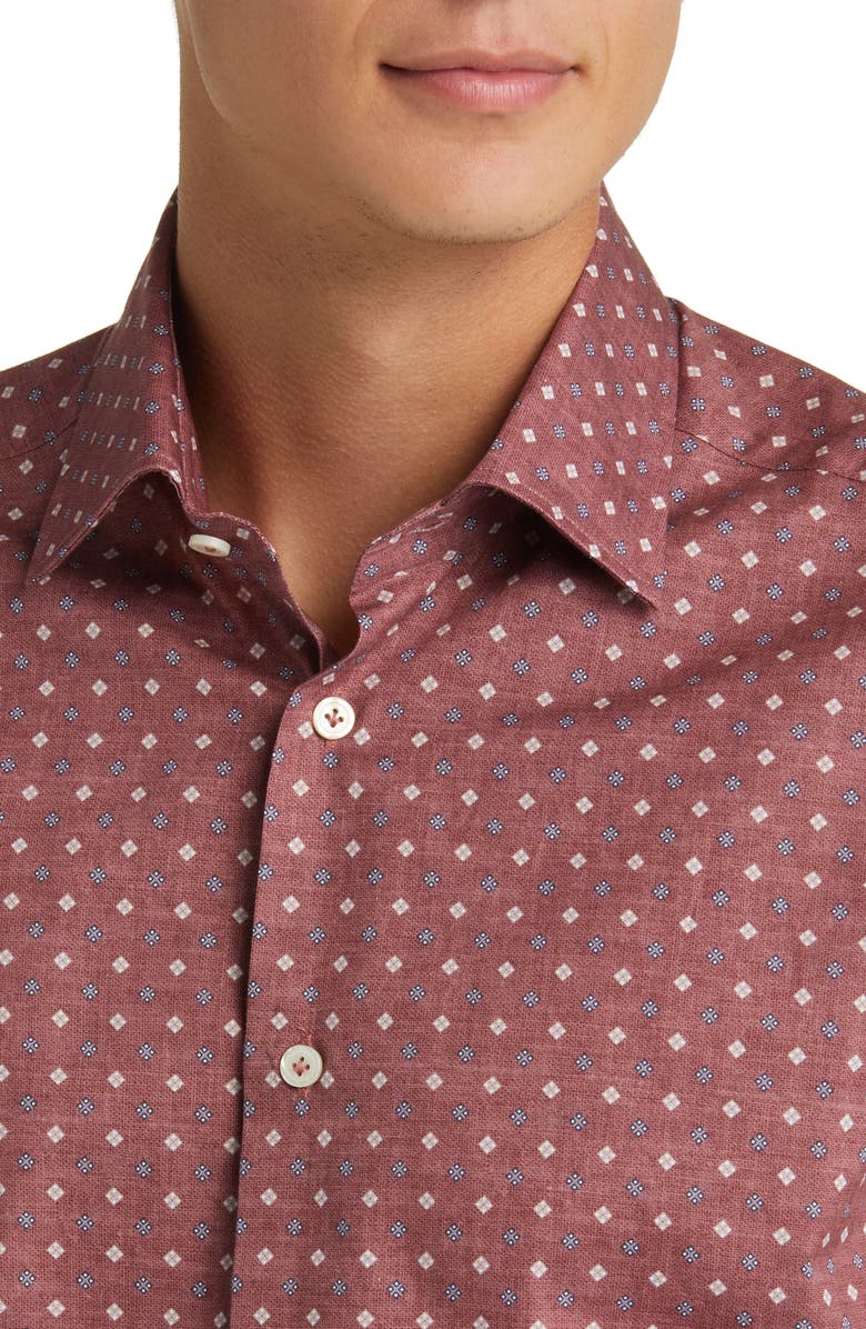 Jack Victor Agustin Contemporary Fit Foulard Print Cotton Button-Up Shirt, Alternate, color, Rose