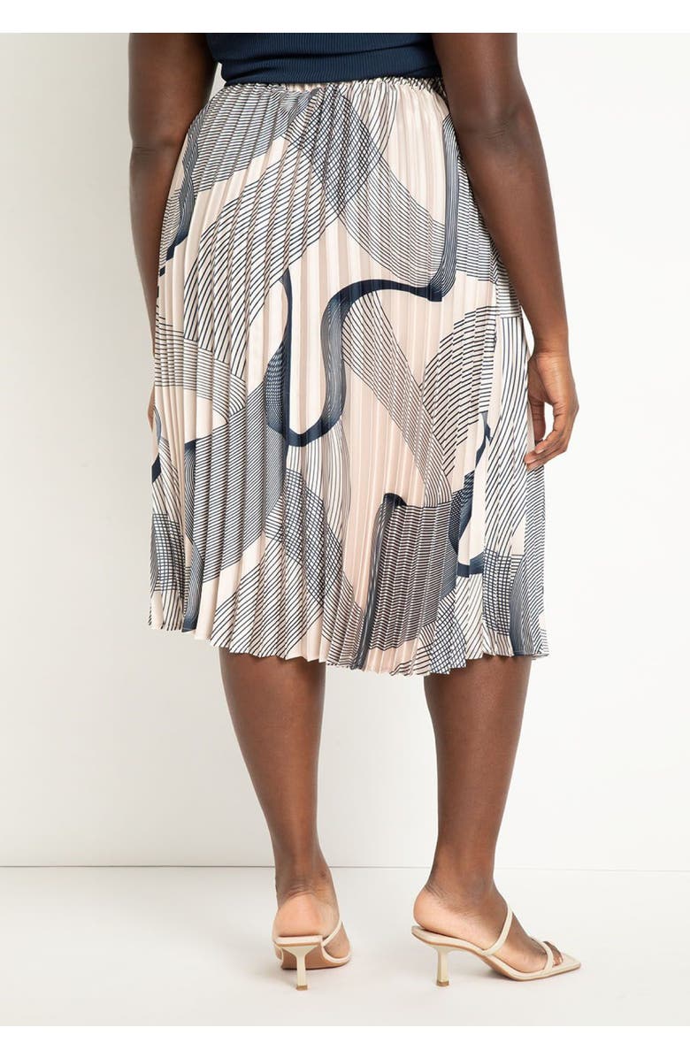 ELOQUII Pleated Midi Skirt, Alternate, color, Linear Curves