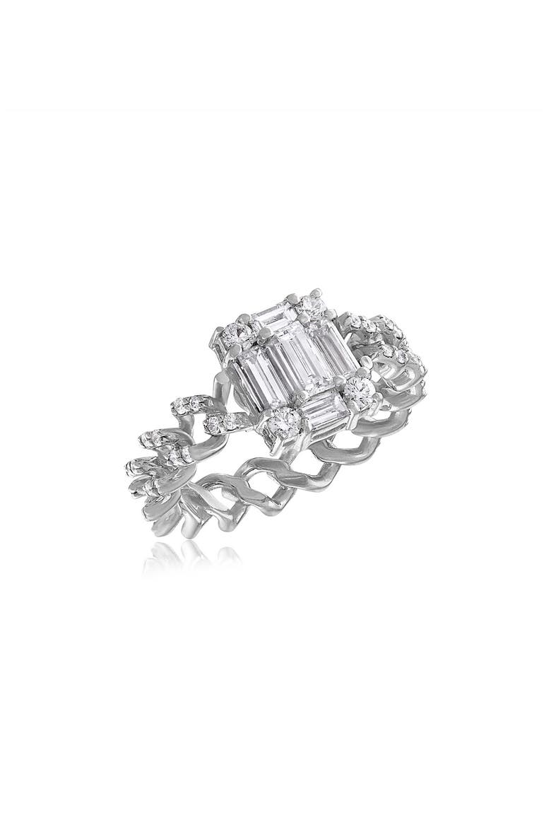 Clarity Cube Diamond Link Ring, Main, color, 18K WG