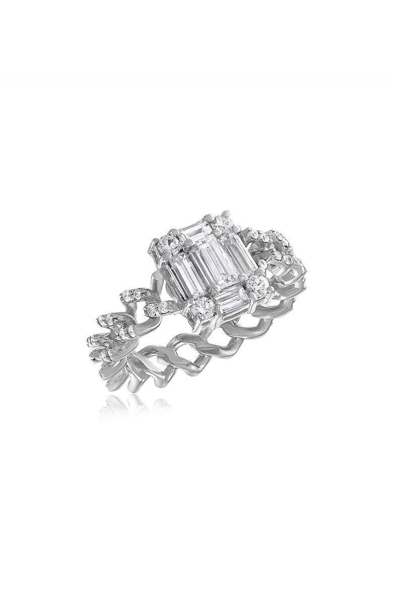 Mindi Mond Clarity Cube Diamond Link Ring, Main, color, 18K Wg