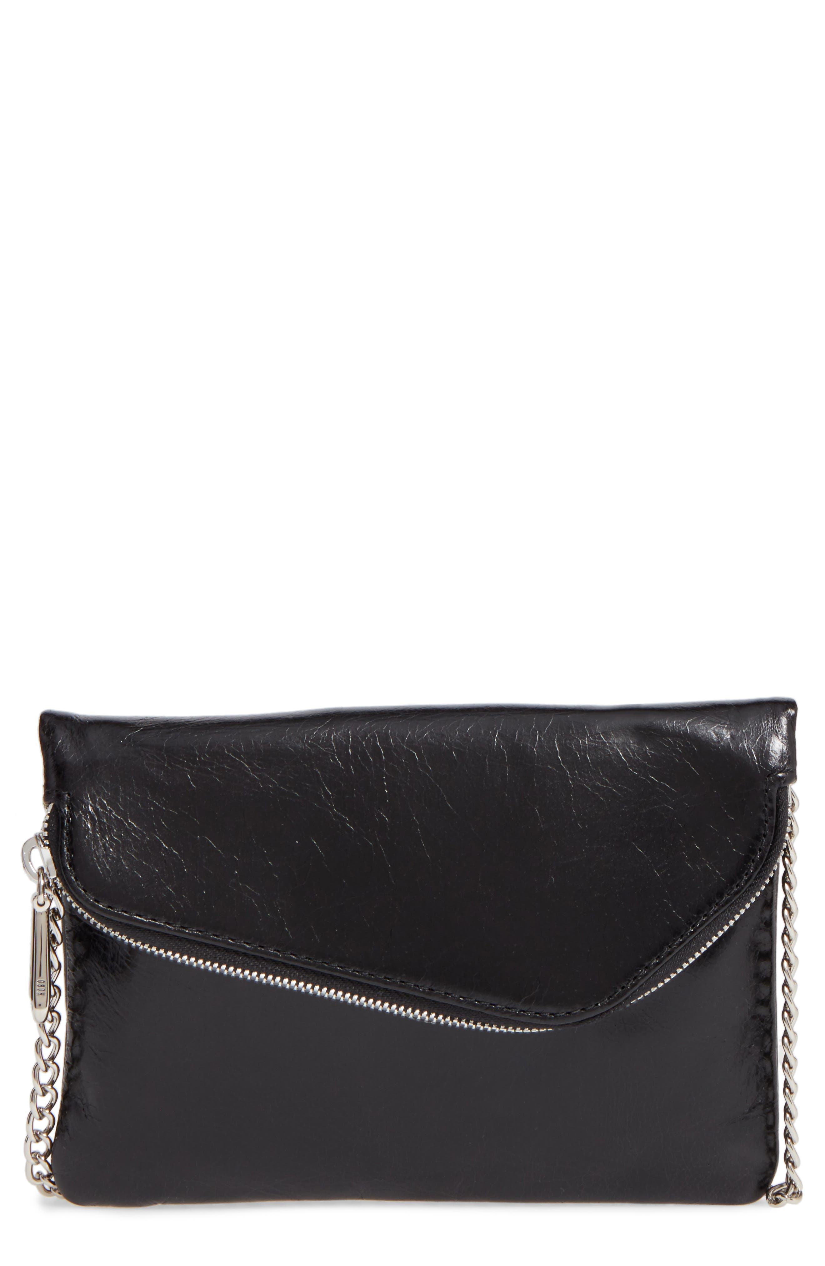 'Daria' Leather Crossbody Bag, Main, color, BLACK