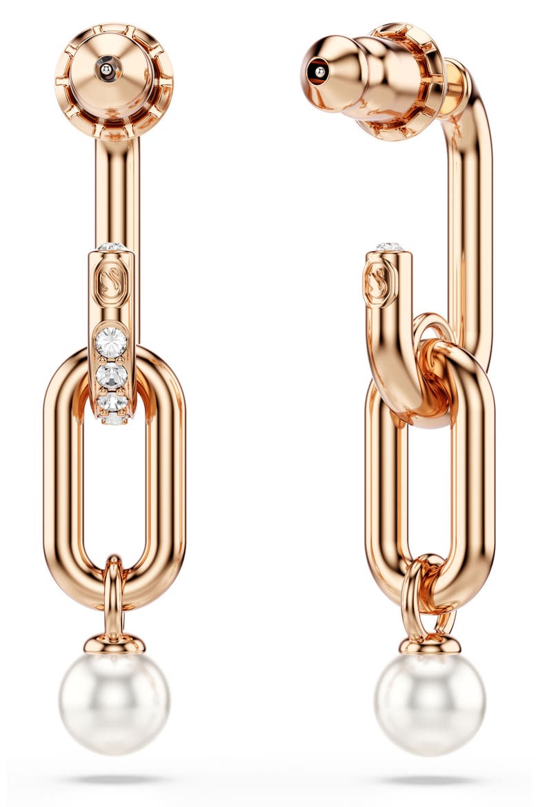 Constella Crystal & Faux Pearl Drop Earrings, Alternate, color, ROSE GOLD/ WHITE
