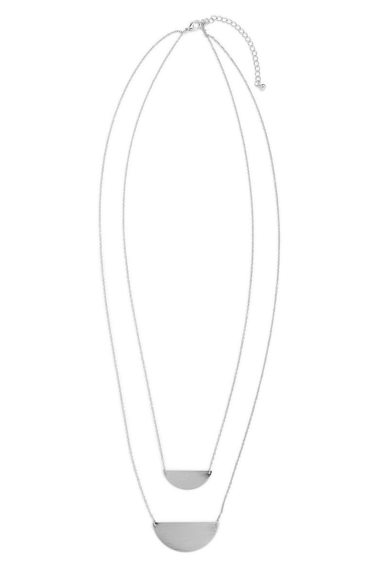 Half Moon Pendant Layering Necklace, Main, color, SILVER