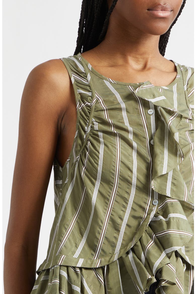Azura Ruffle Sleeveless Top, Alternate, color, OLIVE NOIR