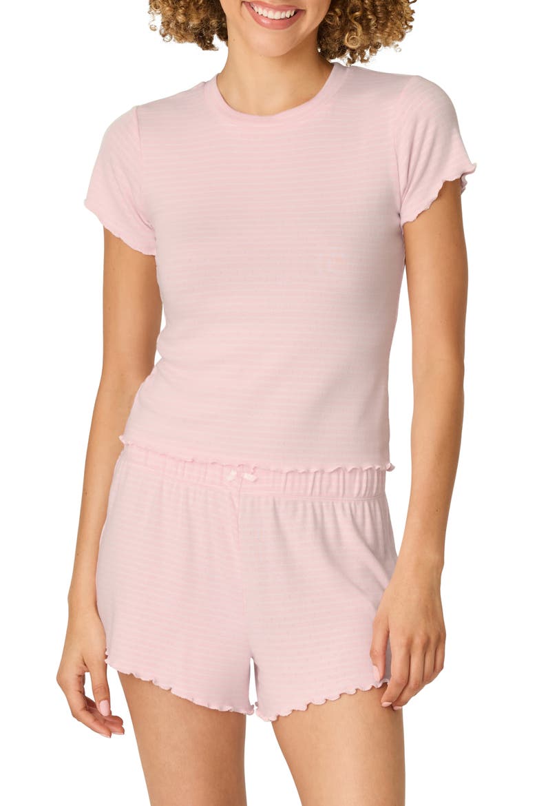 Pretty Stripes Short Sleeve Sleep Top, Main, color, TENDER PINK