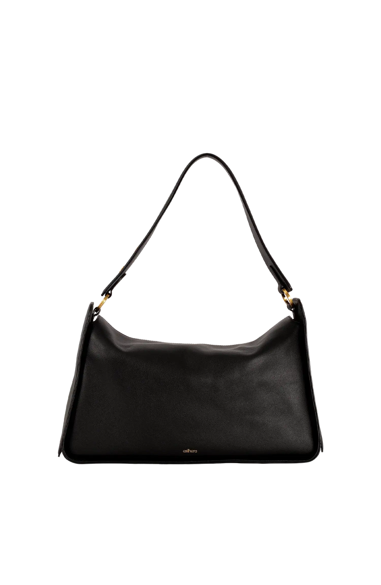 Esthera 10AM Maxi Leather Shoulder Bag, Main, color, Black