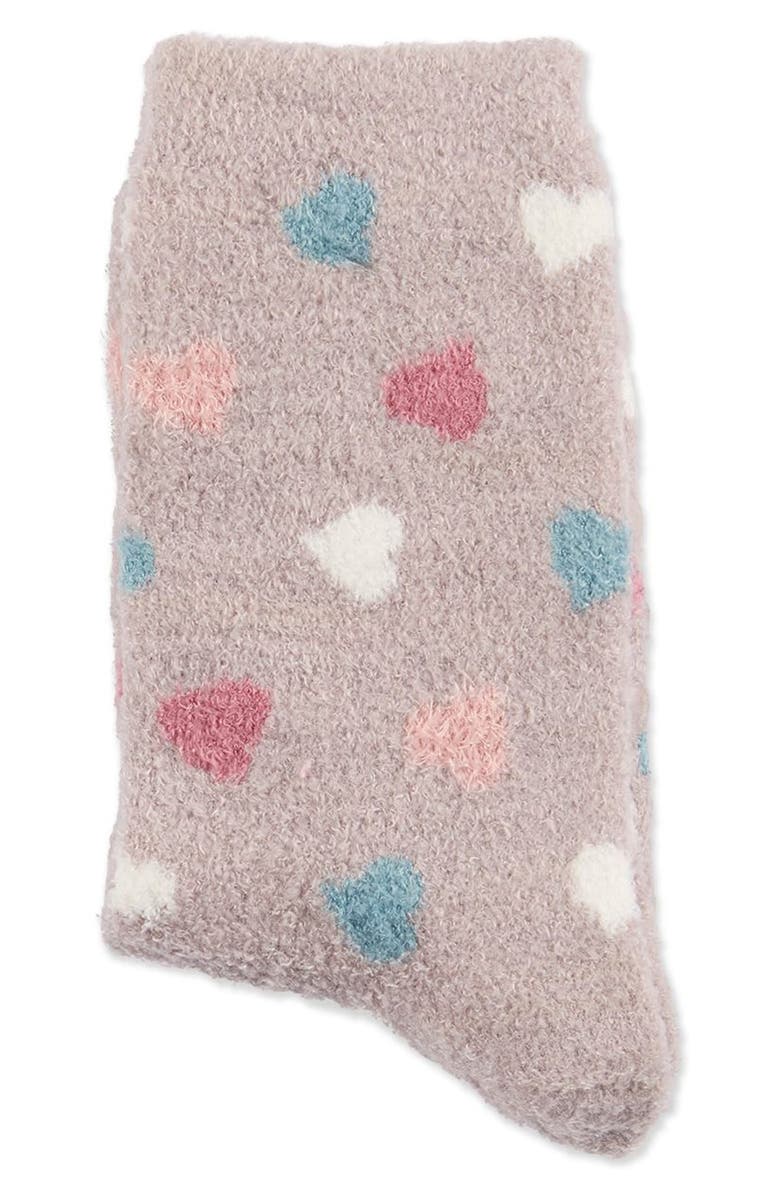 MeMoi All Over Hearts Lavender Infused Crew Socks, Alternate, color, Cement