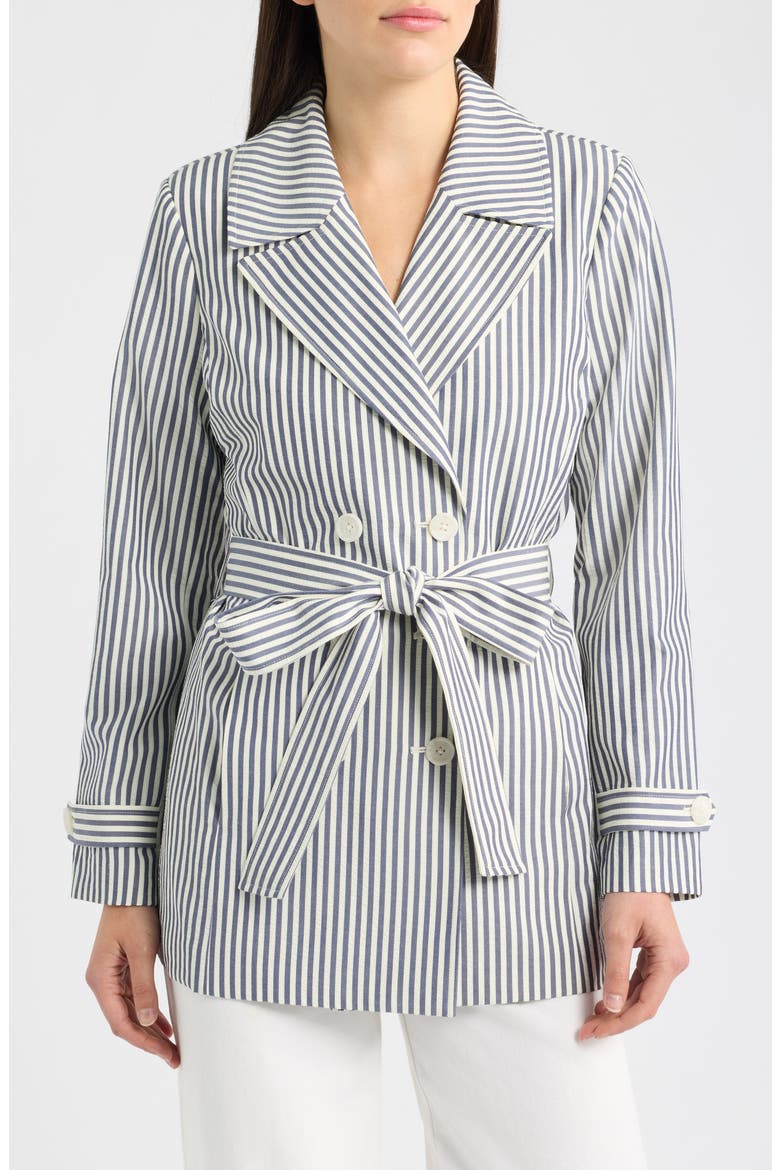 Striped Seersucker Wrap Jacket, Main, color, NAVY IVORY