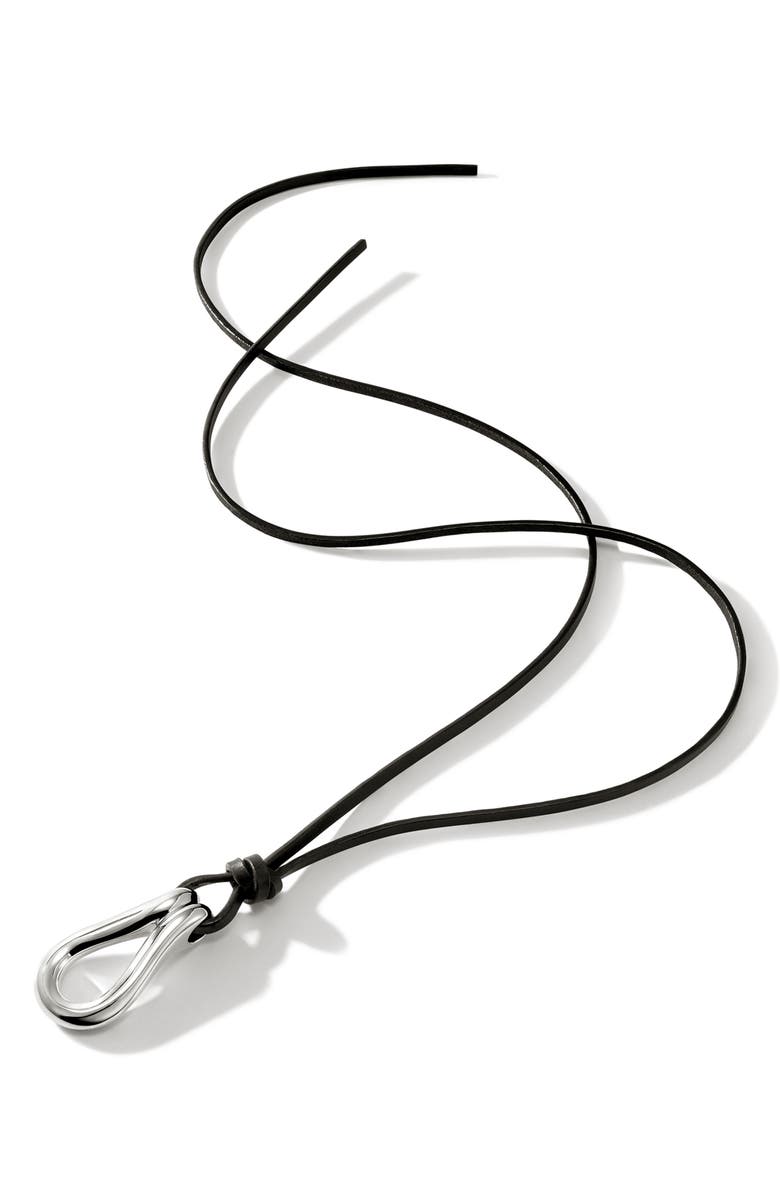 John Hardy Surf Link Pendant Leather Necklace, Alternate, color, Silver