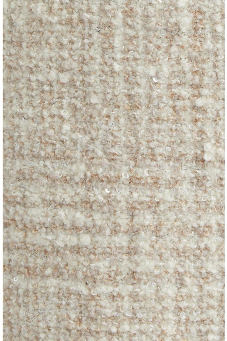 Belted Sequin Wool Blend Bouclé Coat, Alternate, color, 02 SAND