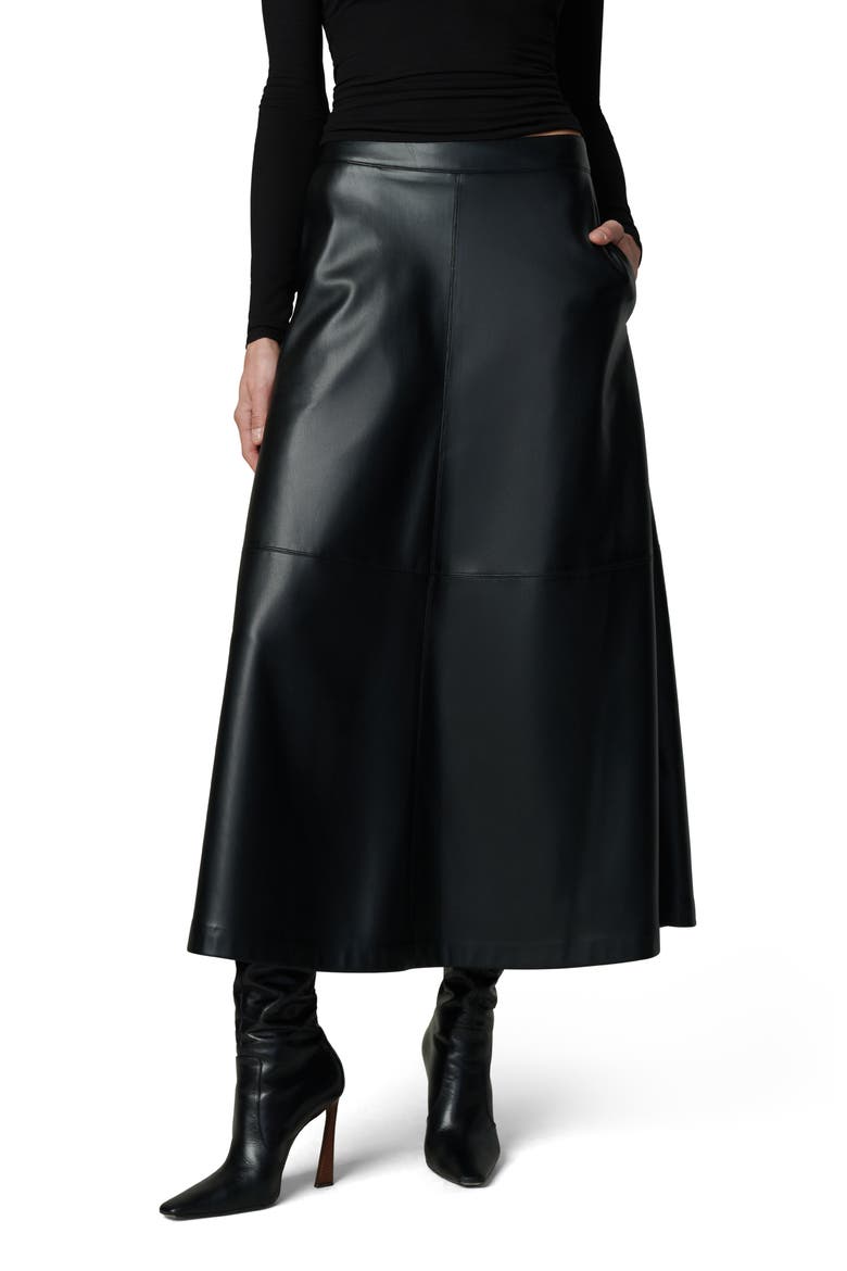 The Tavi Faux Leather Maxi Skirt, Main, color, BLACK