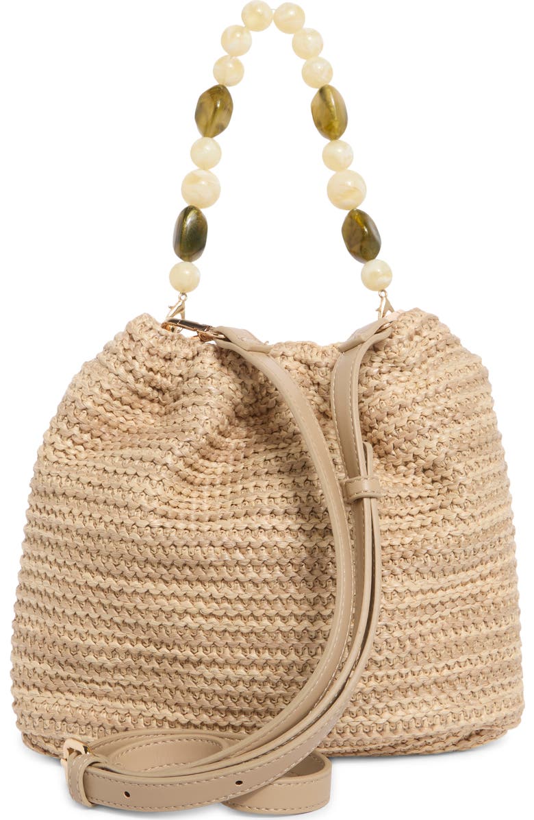 URBAN EXPRESSIONS HANDBAGS Beaded Handle Straw Crossbody Bag, Alternate, color, Natural