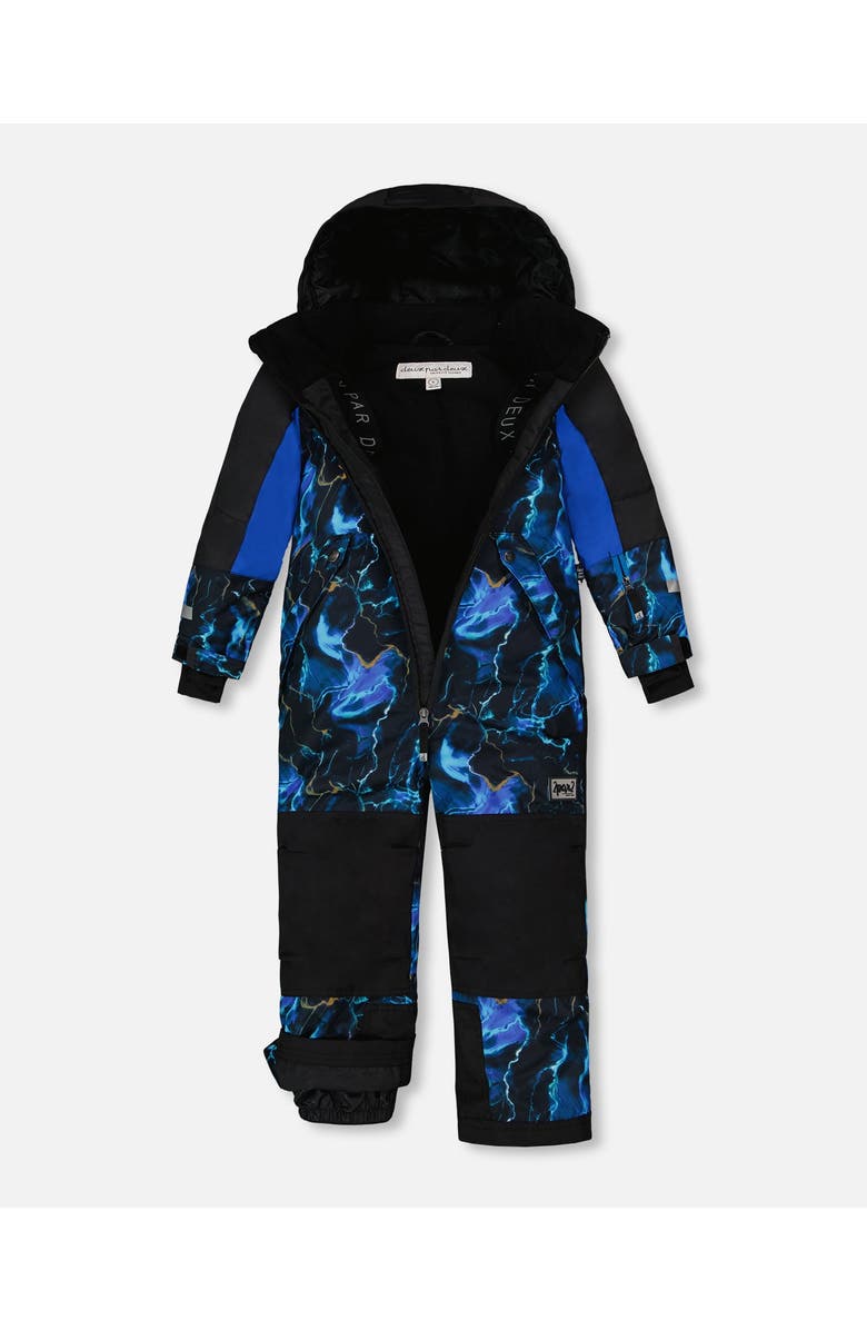 Deux par Deux Big Boy's One Piece Technical Snowsuit Black Printed Storm, Alternate, color, 
