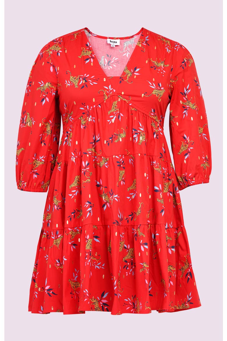 Zariah Empire Waist Mini Dress, Alternate, color, Red with floral pattern