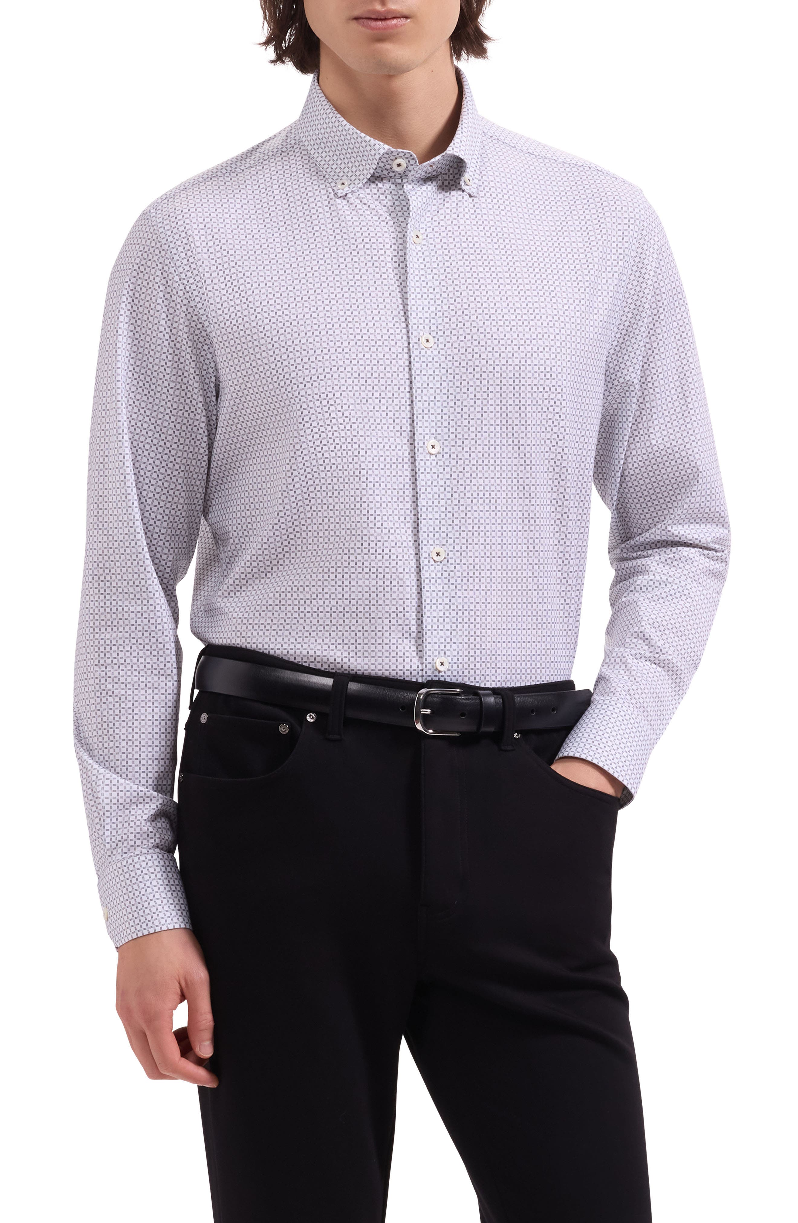 Brent OoohCotton Windowpane Print Button-Down Shirt