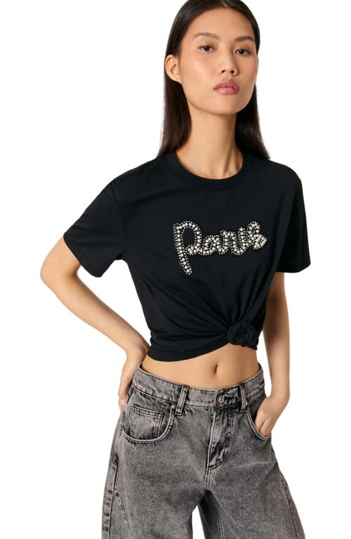 Maje Embroidered T-shirt In Black