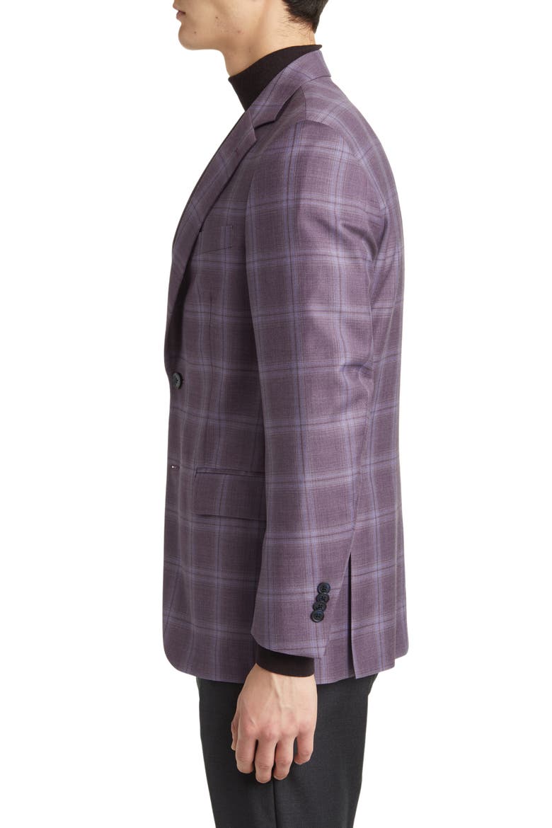 Tailored Fit Plaid Wool Sport Coat, Alternate, color, PURPLE