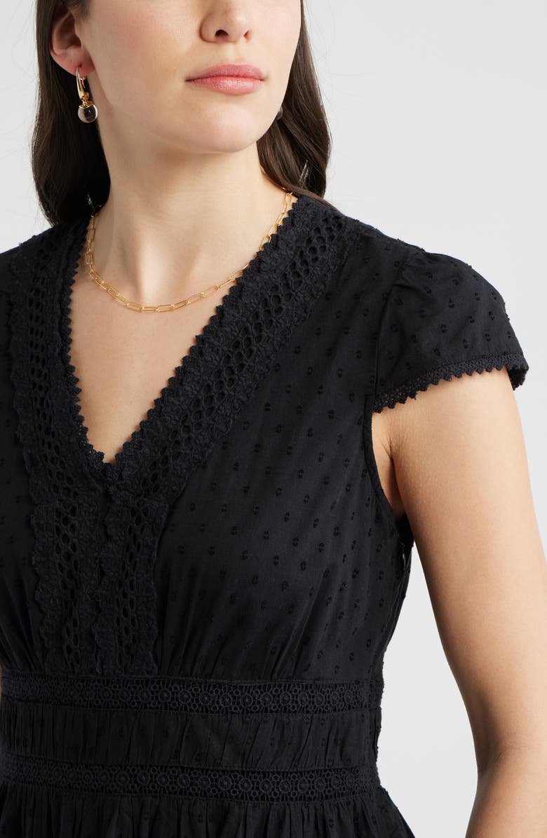 Chelsea28 Lace Detail Clip Dot Minidress, Alternate, color, Black