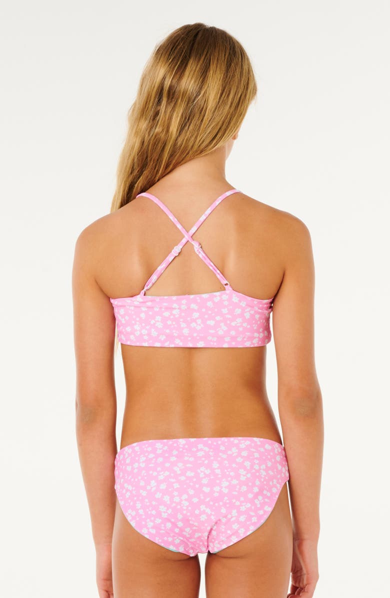 Rip Curl Kids' Sunshine Reversible Two-Piece Swimsuit, Alternate, color, Begonia Pink