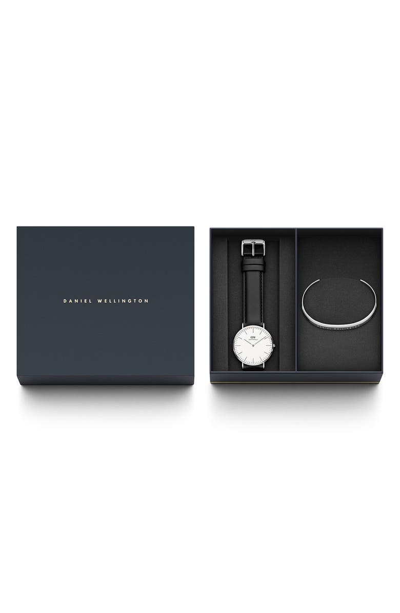 Daniel Wellington Classic Sheffield Leather Strap Watch & Cuff Bracelet Set, 40mm, Main, color, Stainless Steel
