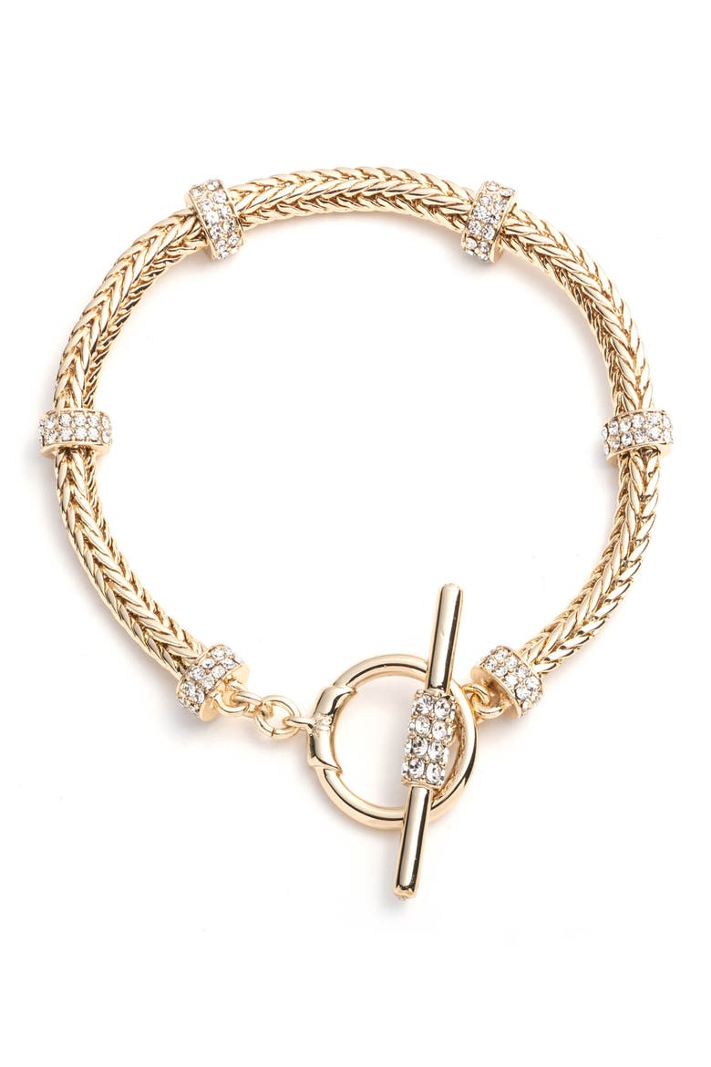 Pavé Rondelle Flex Bracelet, Main, color, GOLD/CRYSTAL