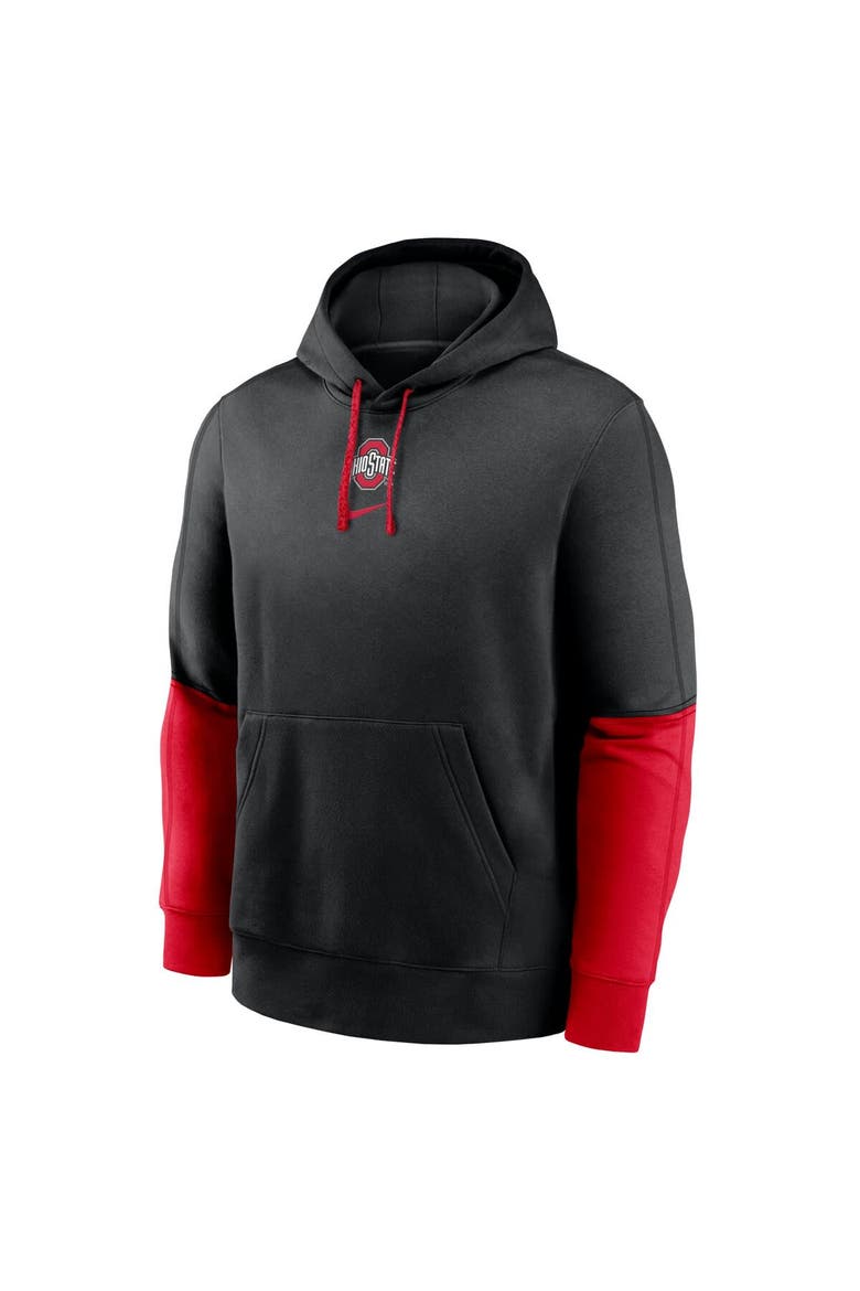 Men's Nike Black/Scarlet Ohio State Buckeyes 2024 Sideline Club Pullover Hoodie, Alternate, color, Black