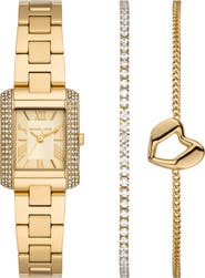 Michael Kors Emery Crystal Quartz Bracelet Watch & 2 Chain Bracelets Set, 22mm
