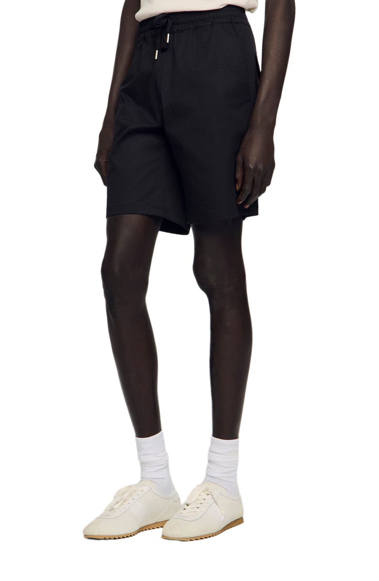 SANDRO Cotton shorts, Main, color, Black