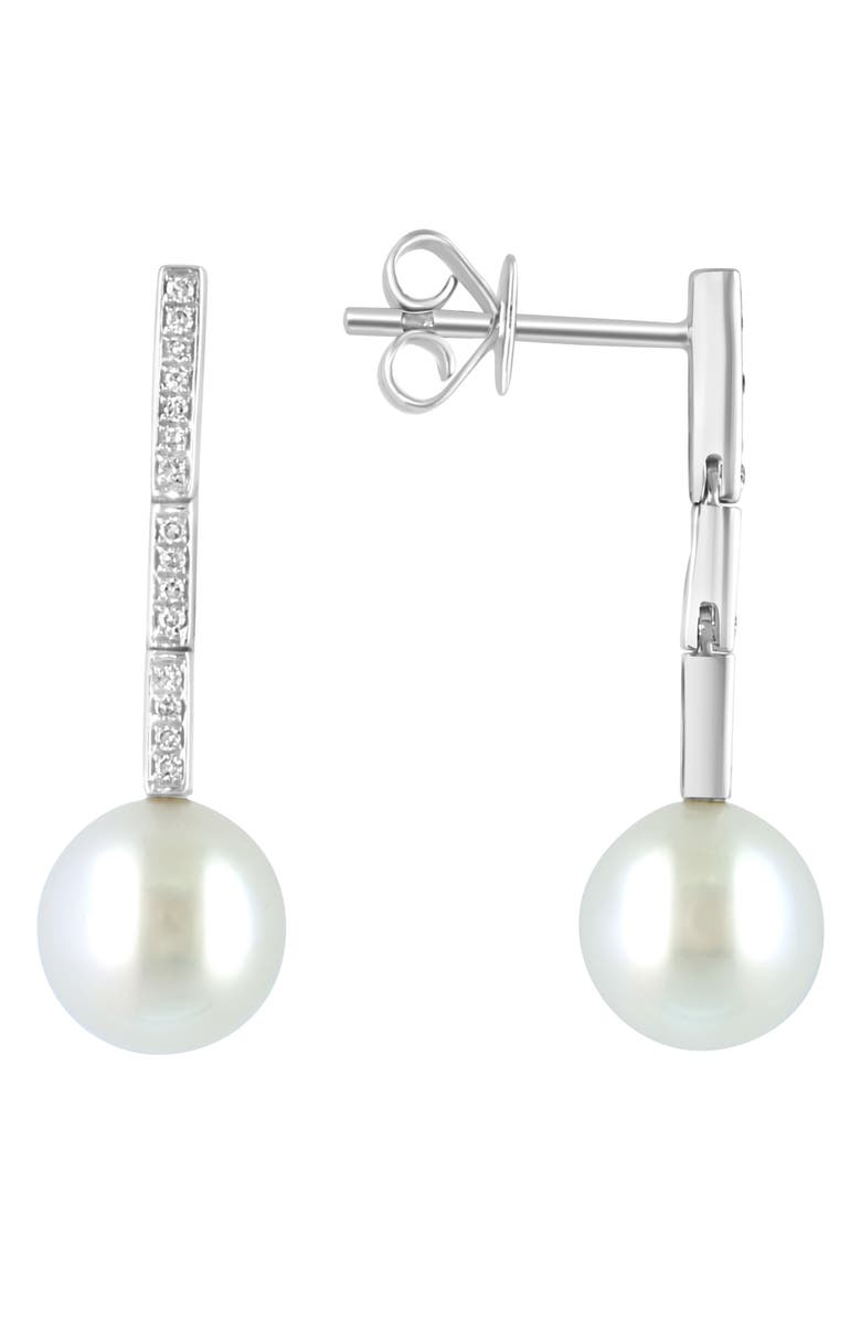 EFFY Sterling Silver Diamond & 8mm Freshwater Pearl Drop Earrings, Alternate, color, White