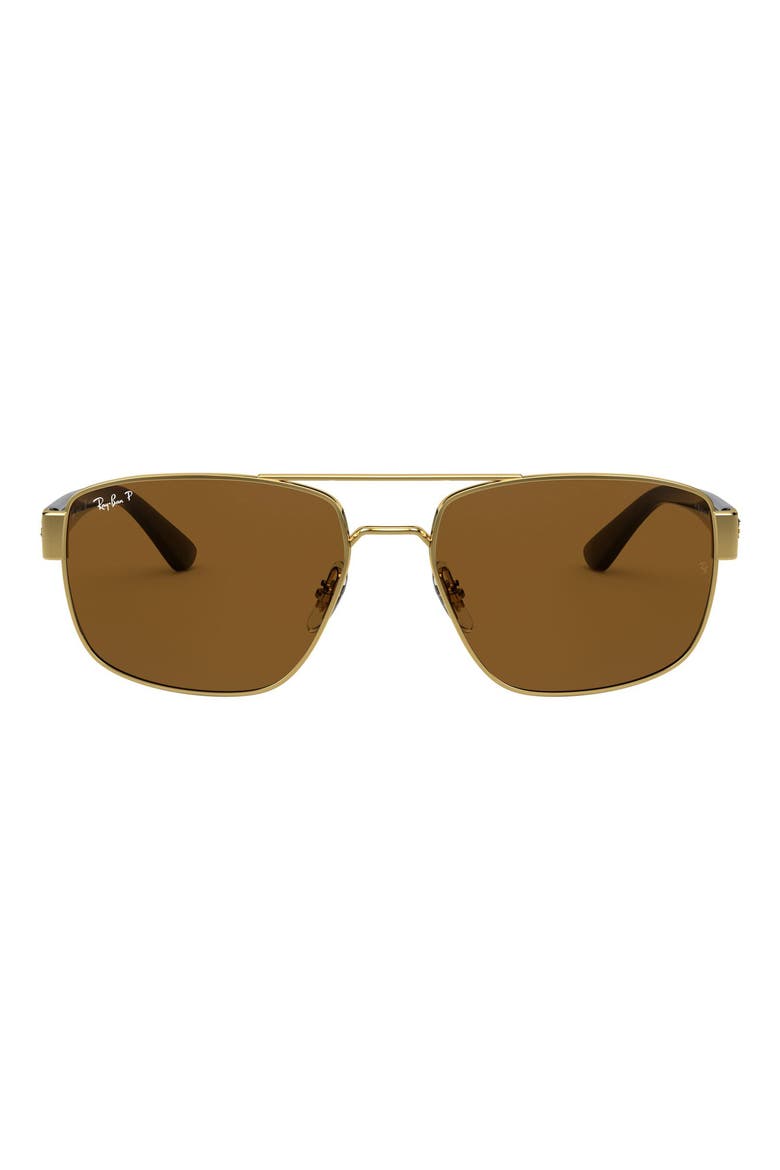 Polarized 55mm Aviator Sunglasses, Main, color, GOLD/ BROWN