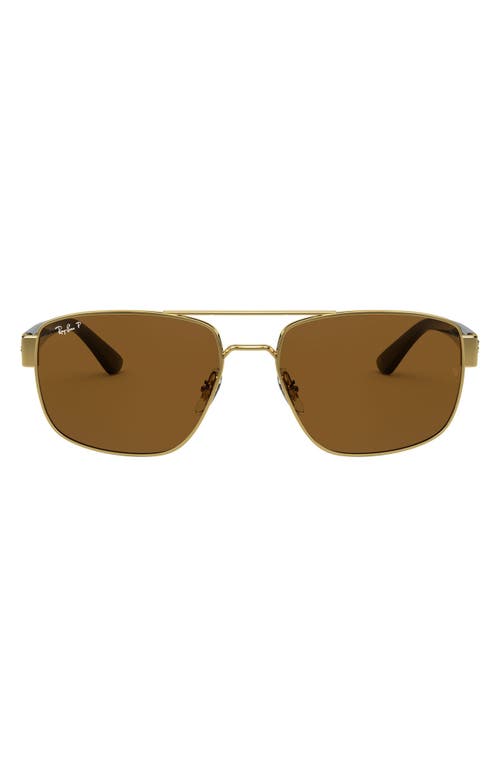 Ray Ban Ray-ban Polarized 55mm Aviator Sunglasses In Gold/brown