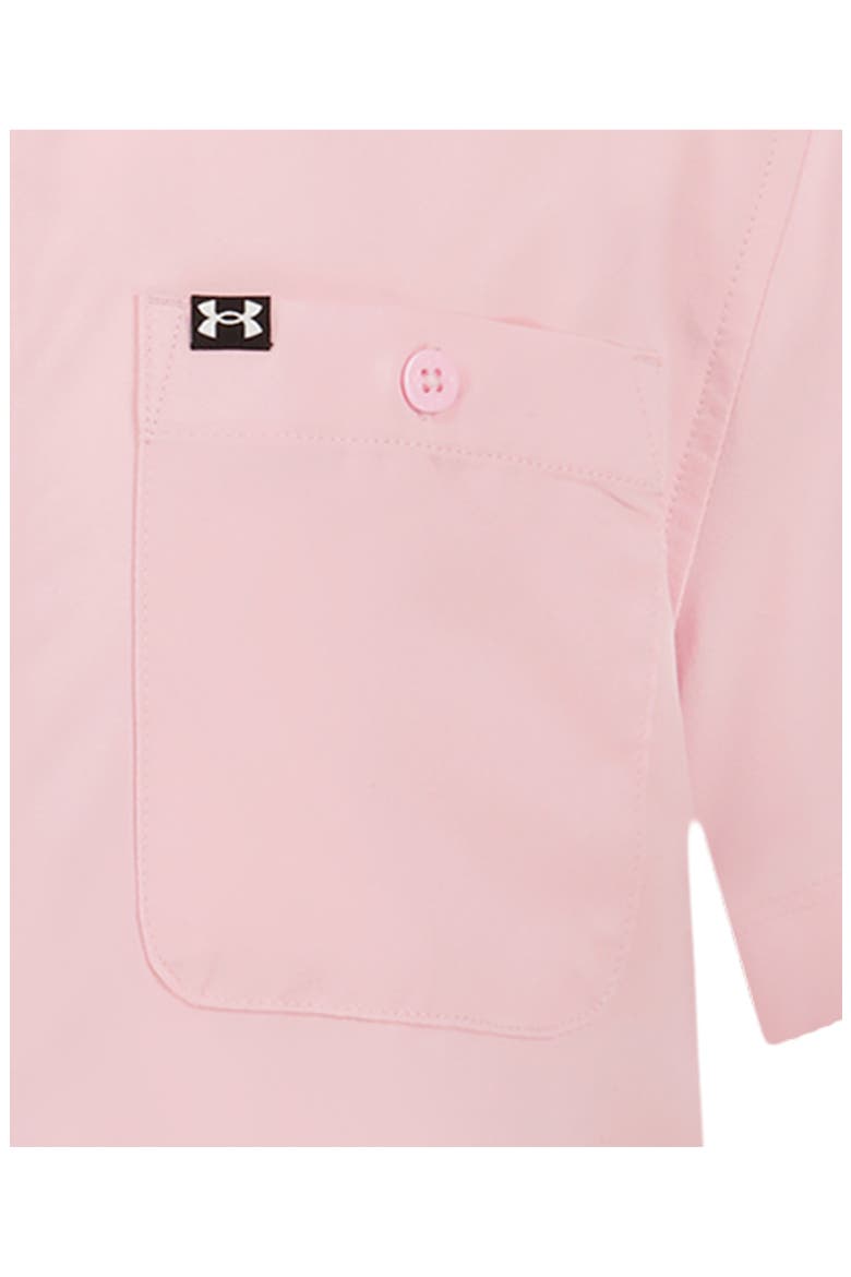 Kids' UA Drift Tide Short Sleeve Performance Button-Up Shirt, Alternate, color, PRIME PINK