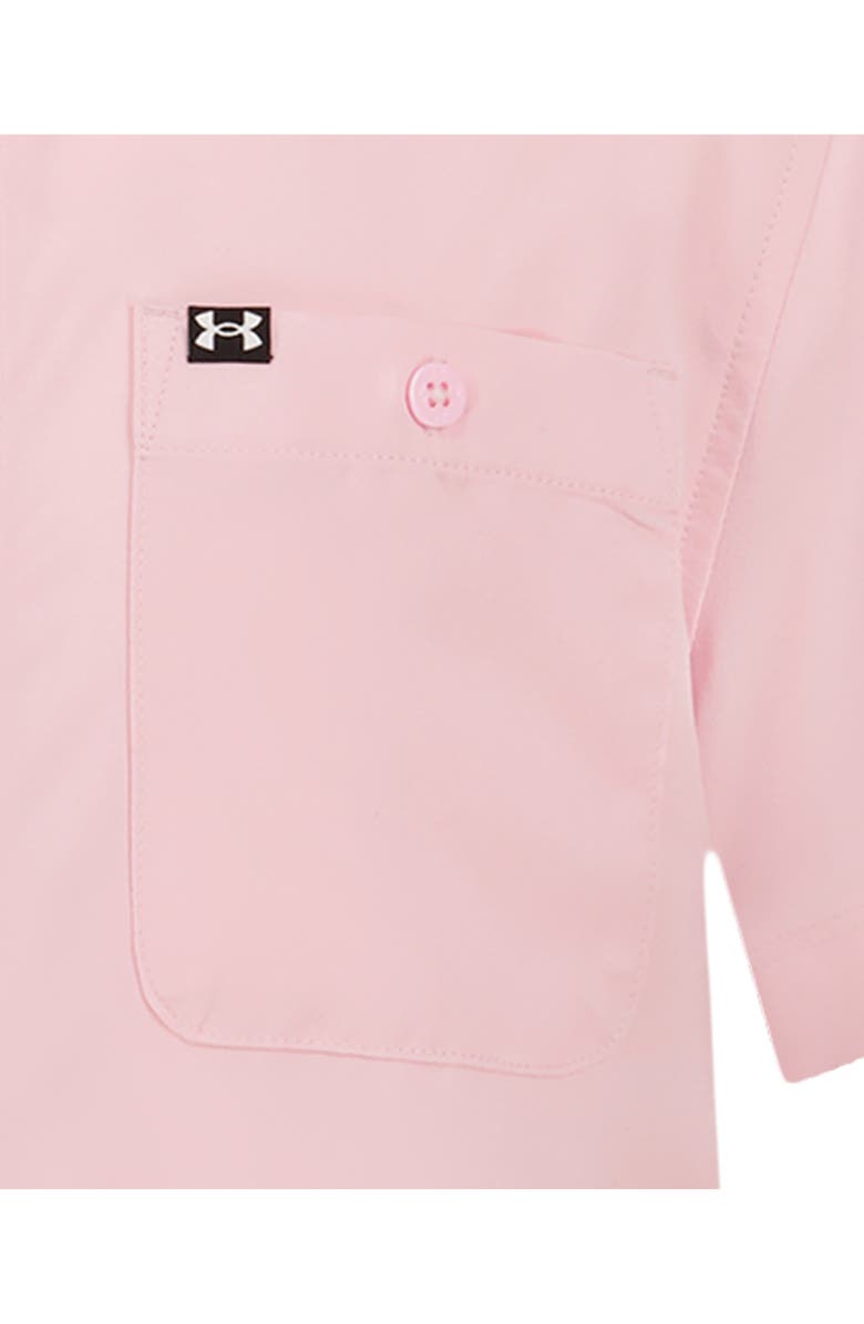 Under Armour Kids' UA Drift Tide Short Sleeve Performance Button-Up Shirt, Alternate, color, Prime Pink