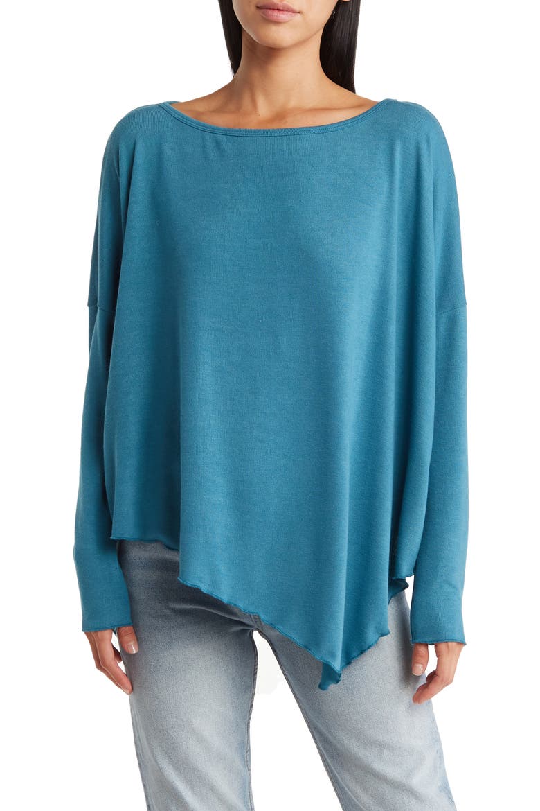 Asymmetrical Hem Dolman Sleeve Sweater, Main, color, SKYDIVER
