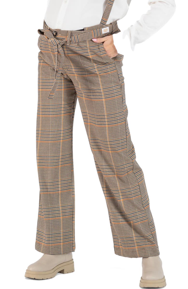 Cache Coeur Stuart Checkered Tie Waist Cotton Maternity Pants, Main, color, 