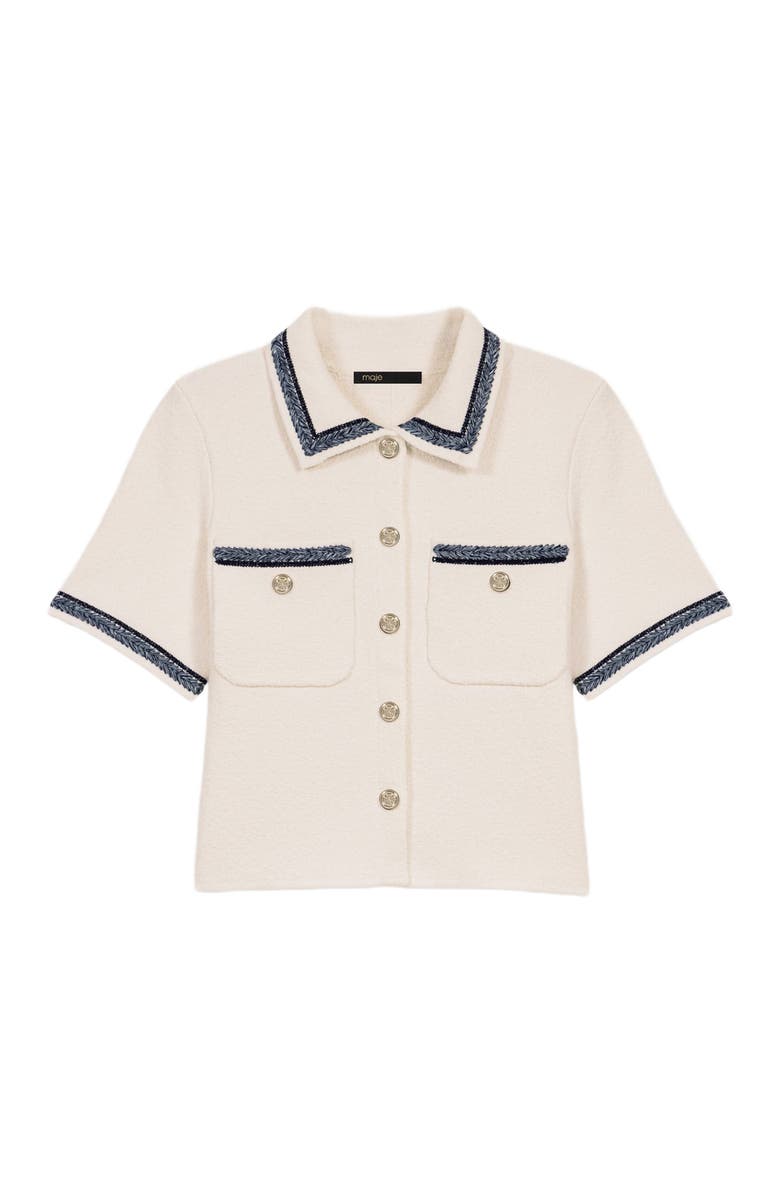 maje Cropped contrasting trim cardigan, Alternate, color,