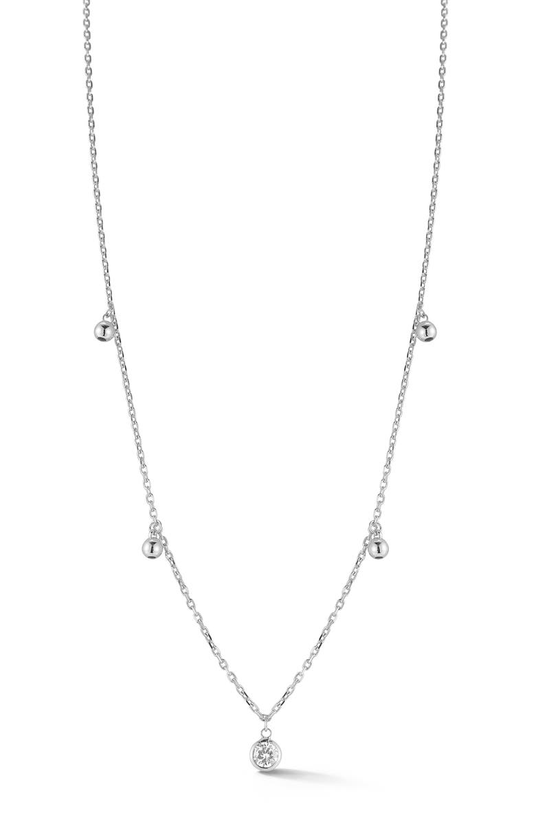 SPHERA MILANO Cubic Zirconia Ball Charm Necklace, Main, color, Silver
