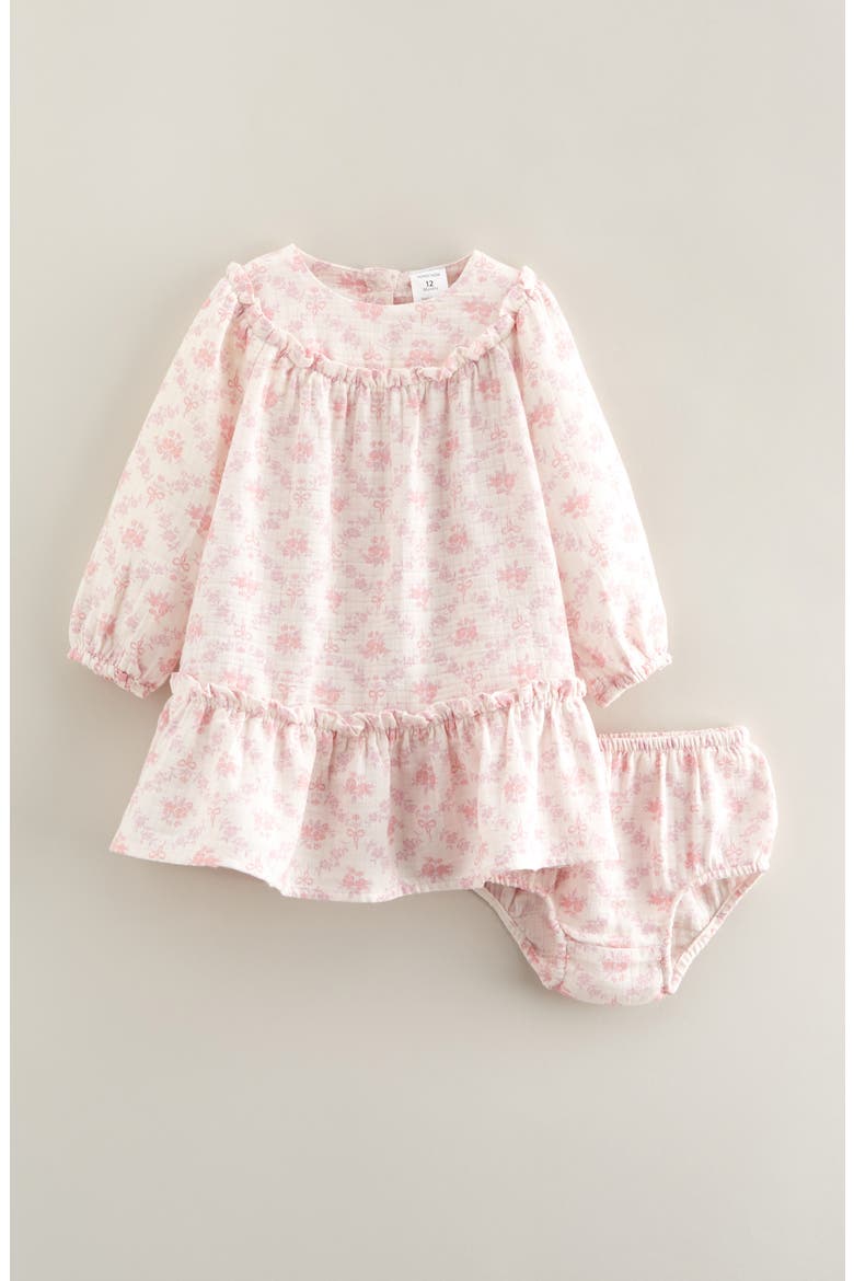 Long Sleeve Cotton Gauze Dress & Bloomers, Main, color, PINK PRETTY COSETTE FLORAL