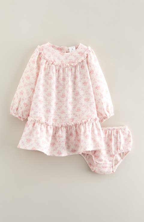 Long Sleeve Cotton Gauze Dress & Bloomers (Baby)