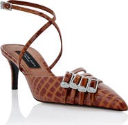 PHILIPP PLEIN Multi-Strap Low-Heel Slingback Cocco Print Women
