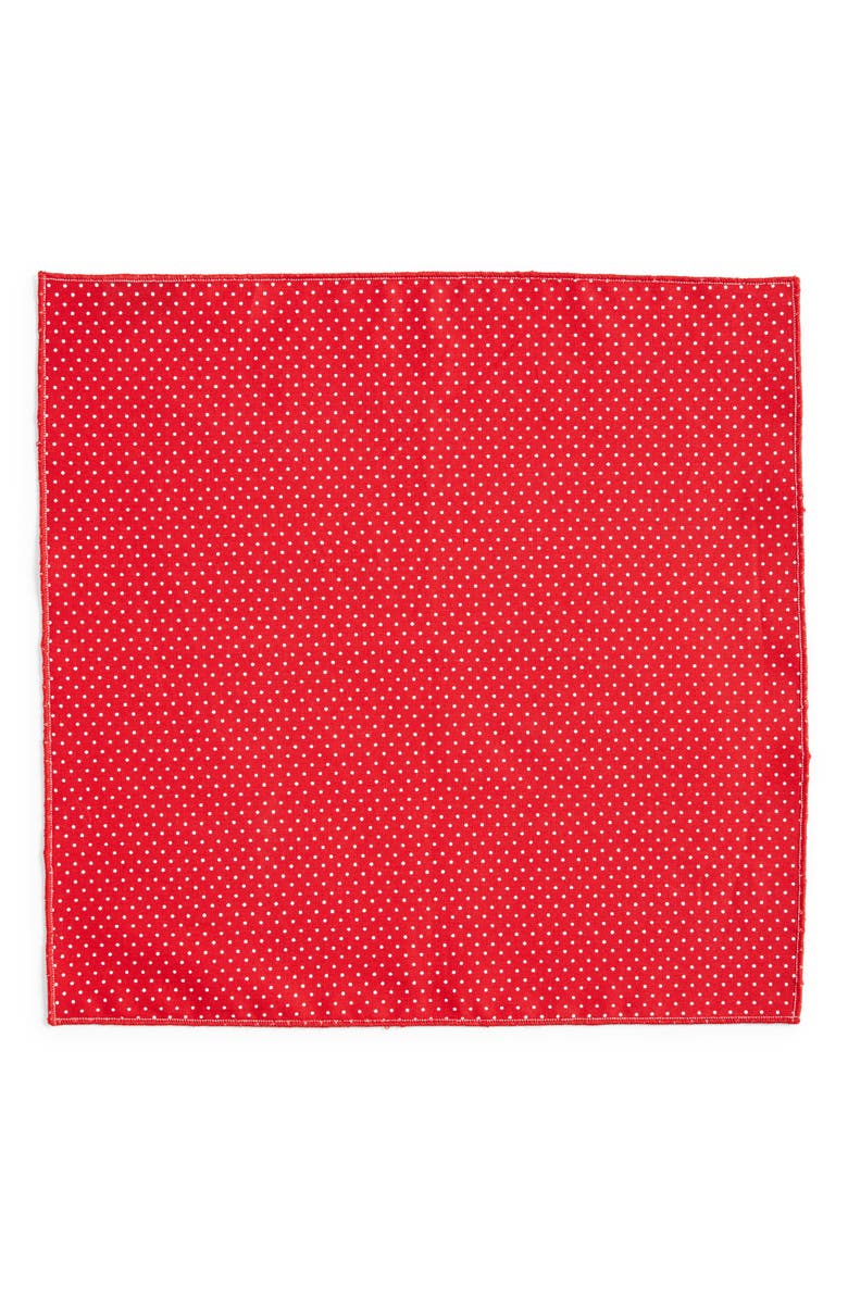 CLIFTON WILSON Dot Cotton Pocket Square, Alternate, color, Red