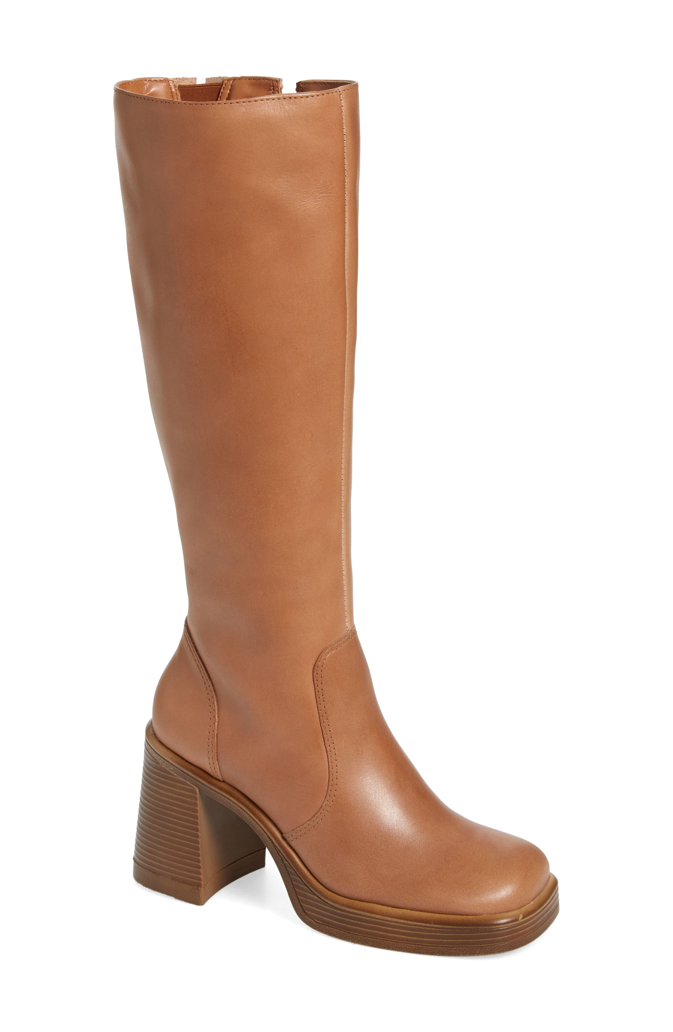 Fanatik Knee High Boot, Main, color, TAN LEATHER