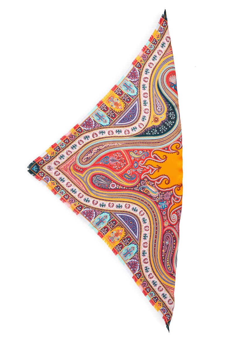 Silk Triangle Scarf, Main, color, ORANGE